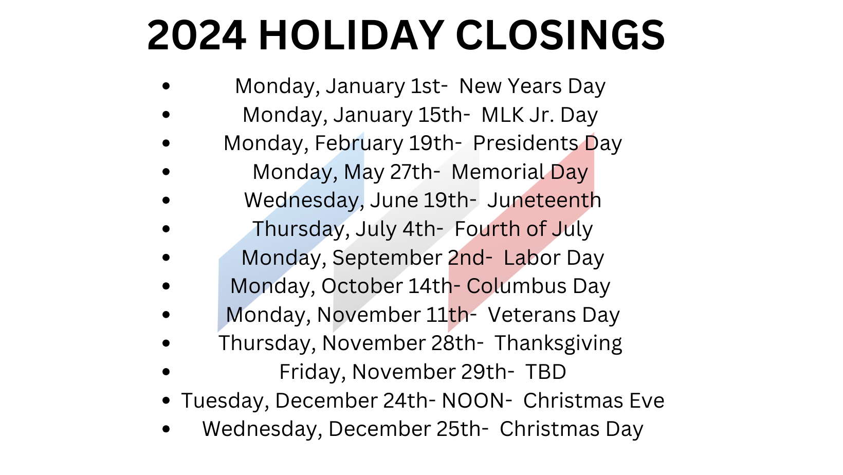 Millennial Bank > Resources > Holiday Closings